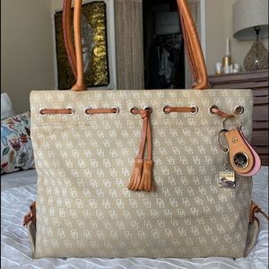 Dooney & Bourke Tan Canvas Tote & Leather